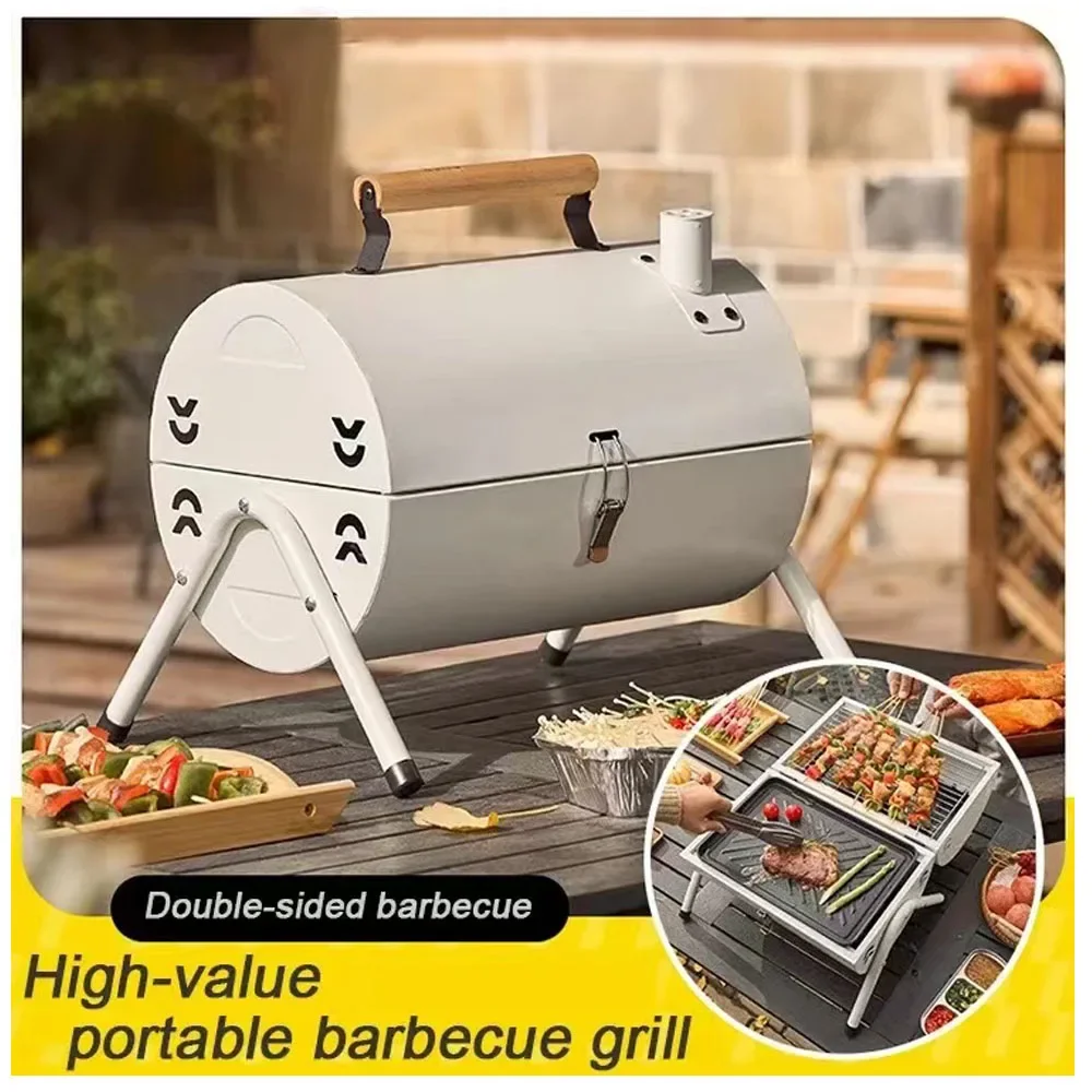 

Portable Charcoal Grill Tabletop Outdoor Barbecue Smoker Small BBQ Grill for Outdoor Cooking Backyard Camping Picnics Beach