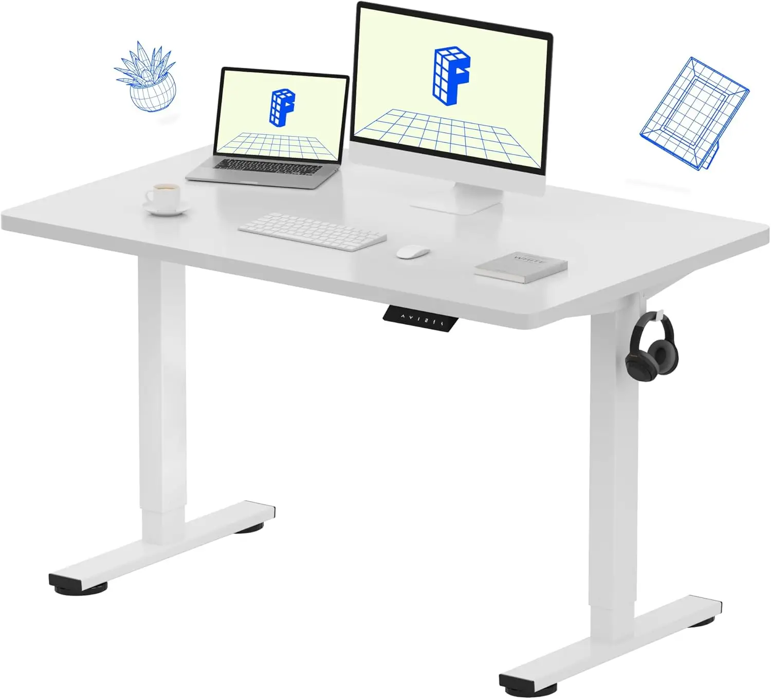 

Electric Standing Desk 48'x30', Seamless 1-Inch Desktop, Height Adjustable, White, Easy Setup