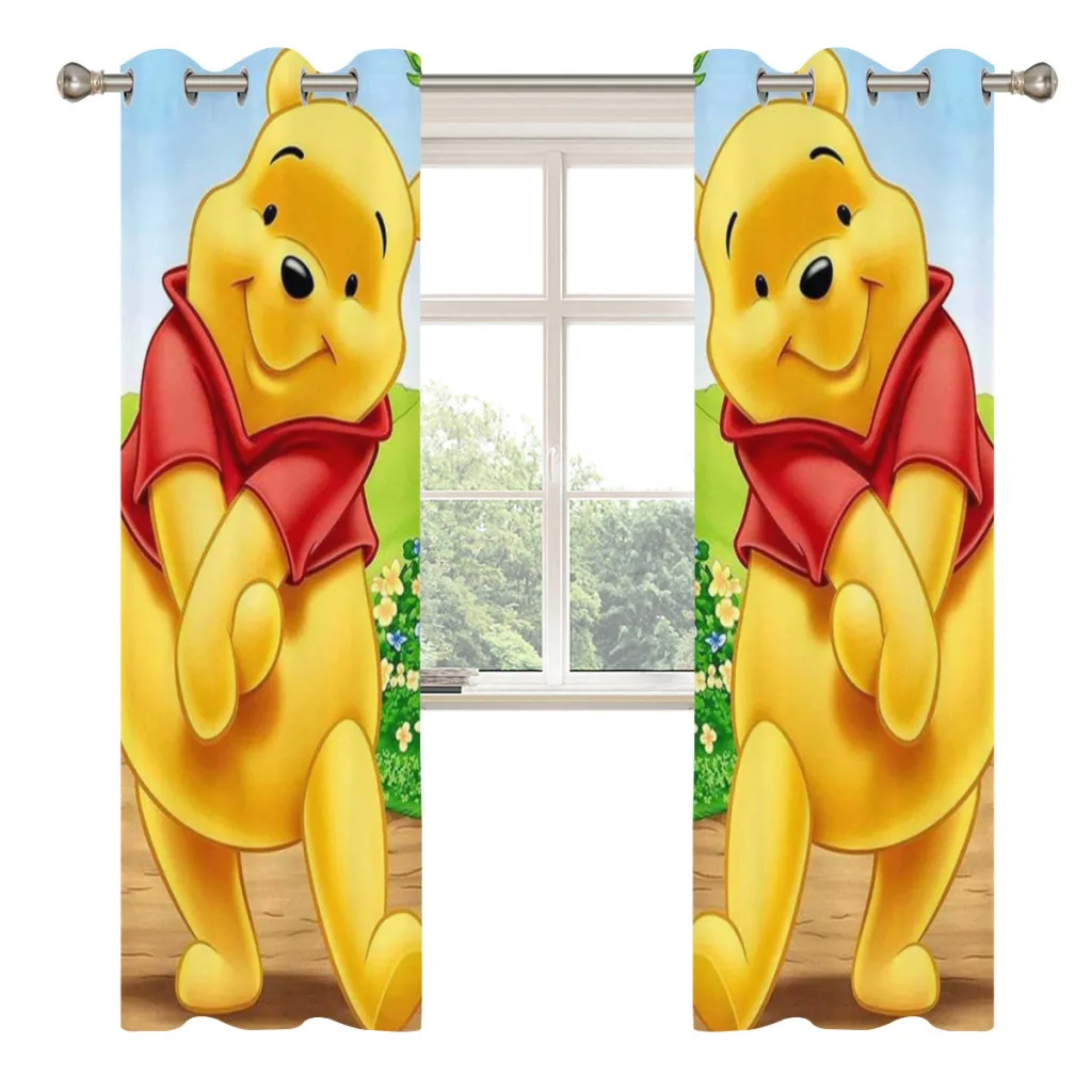 Winnie The Pooh And The Wind Blows Window Curtains  for Living Room Bedrooms 2 pieces Aesthetic Room Decoration