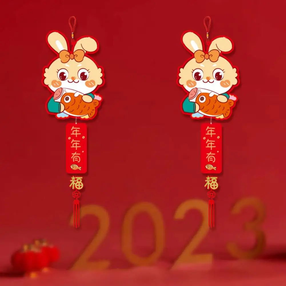 

New Year Pendants 2Pcs Eco-friendly Cute Red Color Rabbit Year Pendants Hanging Ornaments Party Decoration