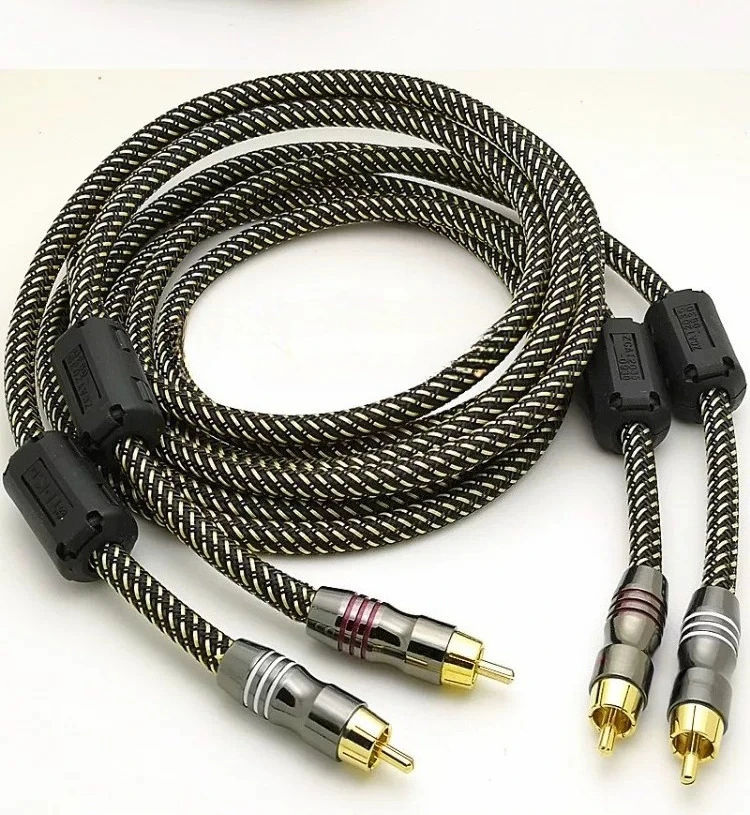 Dual Angled High Shielding Pure Copper 2RCA Audio Cable Red White Male to Male for CD Players Amplifiers Speakers