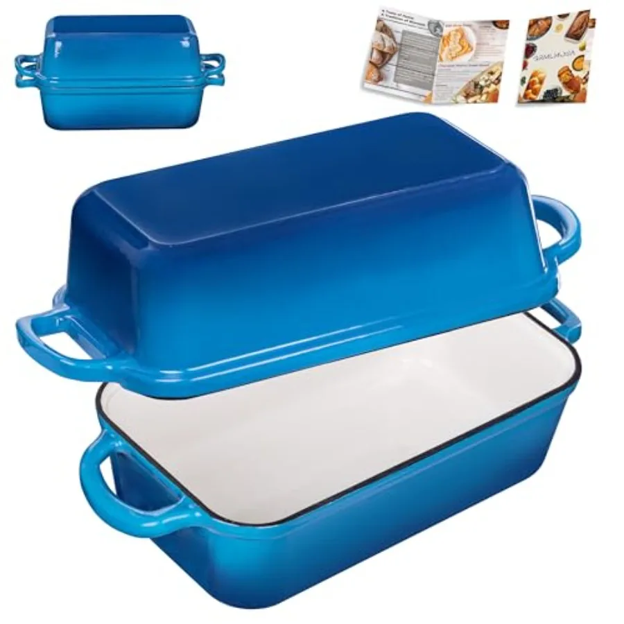 

Чугунная форма для выпечки хлеба с крышкой, 9x5 дюймов, для домашнего хлеба и хлеба на закваске с золотистой корочкой