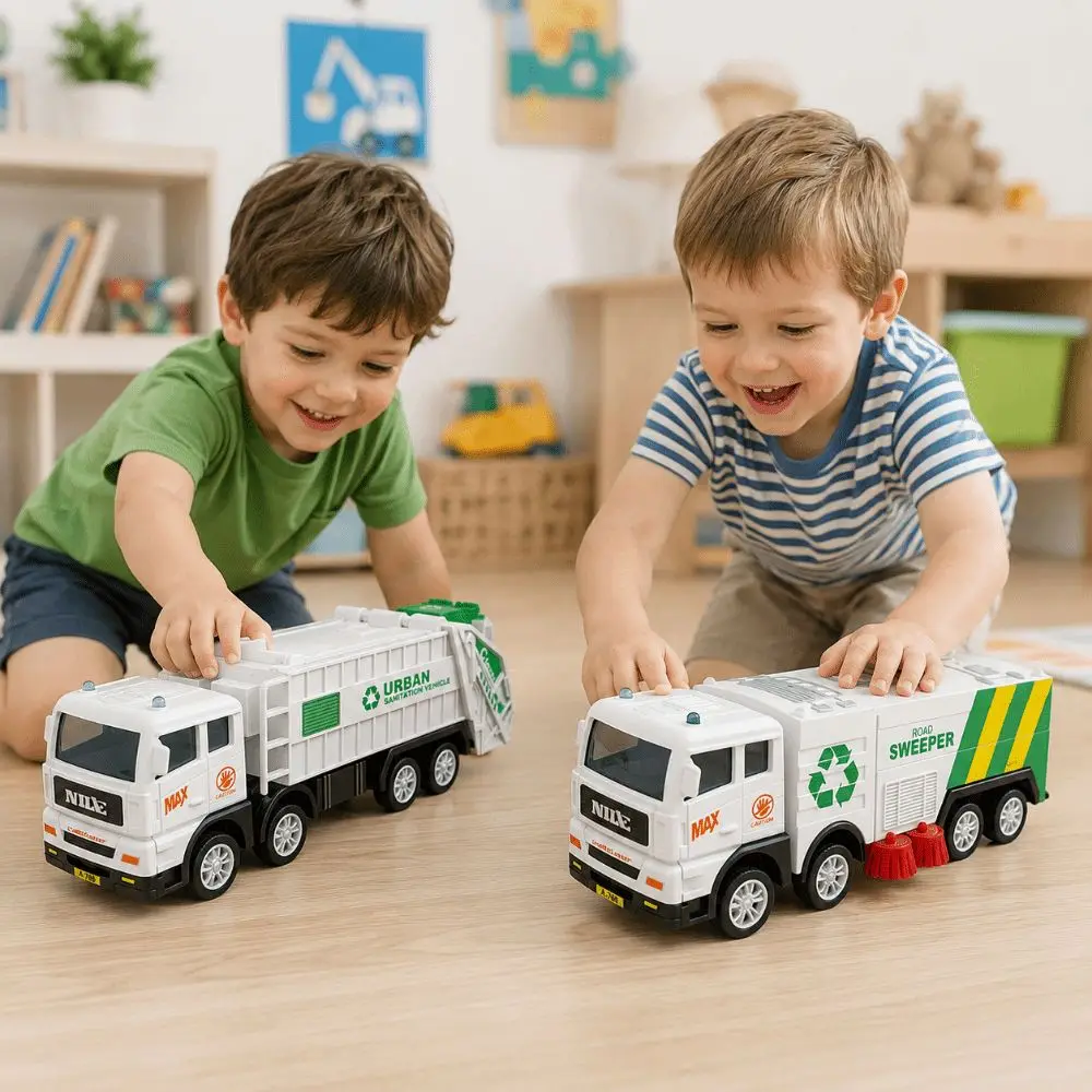 Plastic Garbage Truck Inertia Powered Model Car Recycling Sanitation Vehicle Simulation Cleaning Sprinkler Truck Boys Gifts