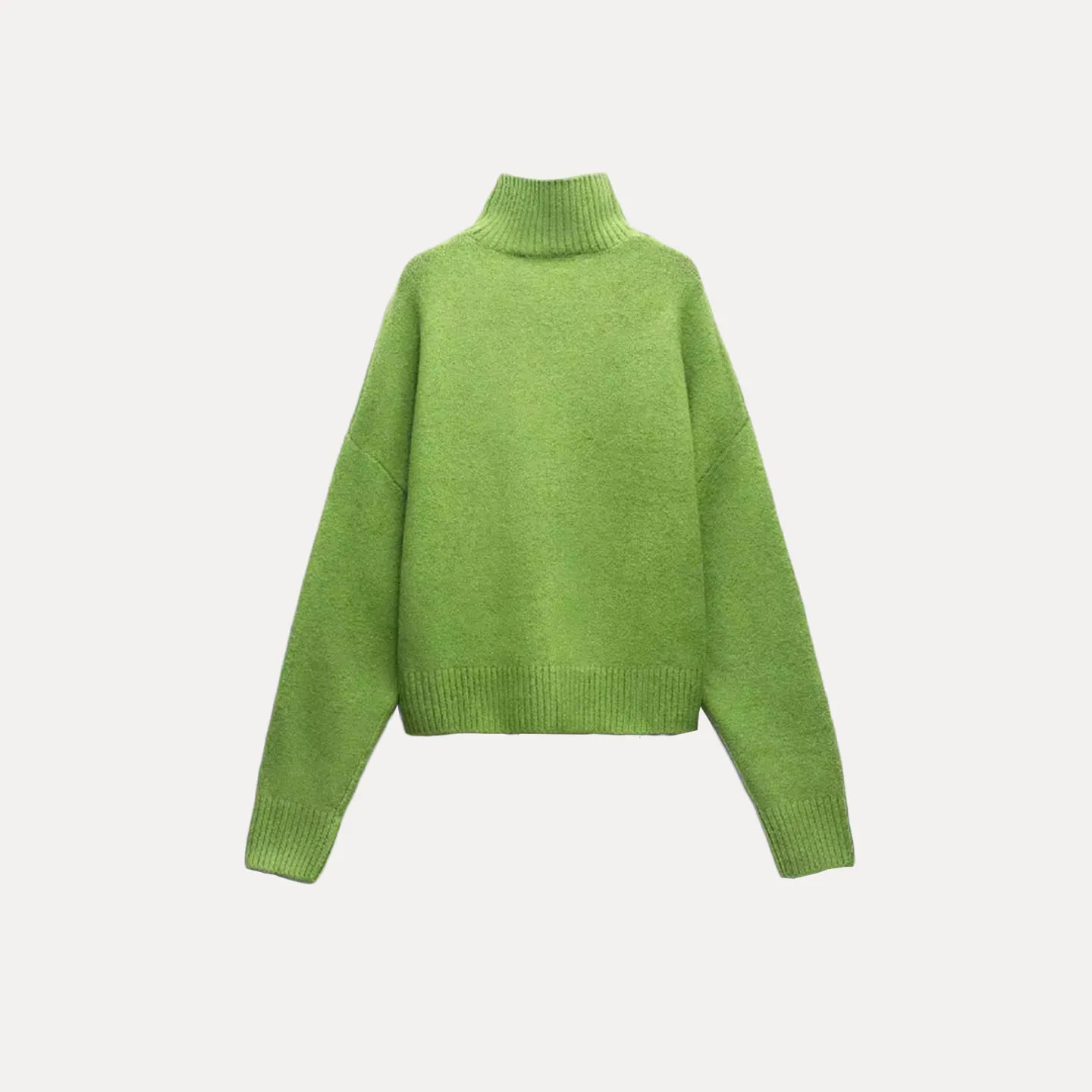 Suéter de Punto Suave y Moderno para Mujer, Cuello Alto, Manga Larga, Ajuste Cómodo, Z, Otoño 2025, Nueva Llegada 24287