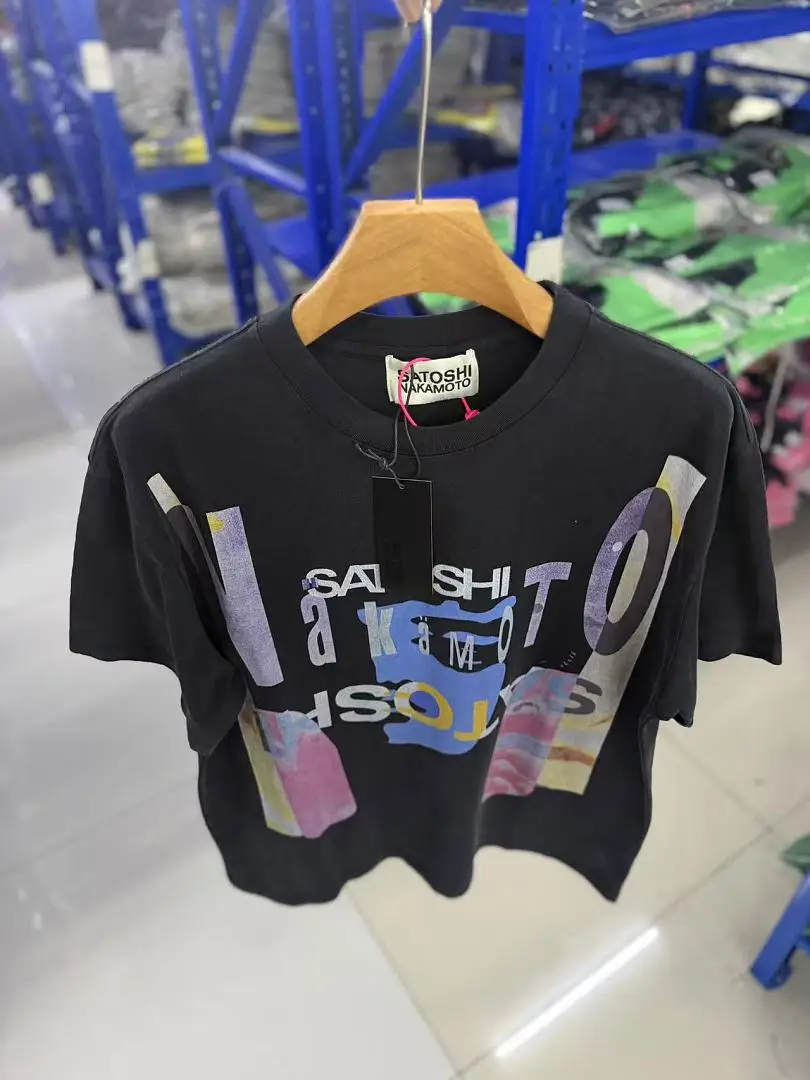 Men Vintage Washed Oversized T-shirt Collage Distorted Letter Print Loose Grunge Punk Streetwear Unisex Short Sleeve Top Tees