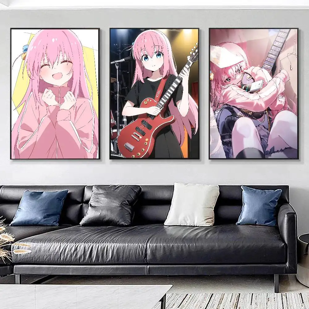 Pink Anime Girl Goto Hitori B-Bocchi The R-Rock Posters HD Print Vintage Wall Art Decor for Home Study Room