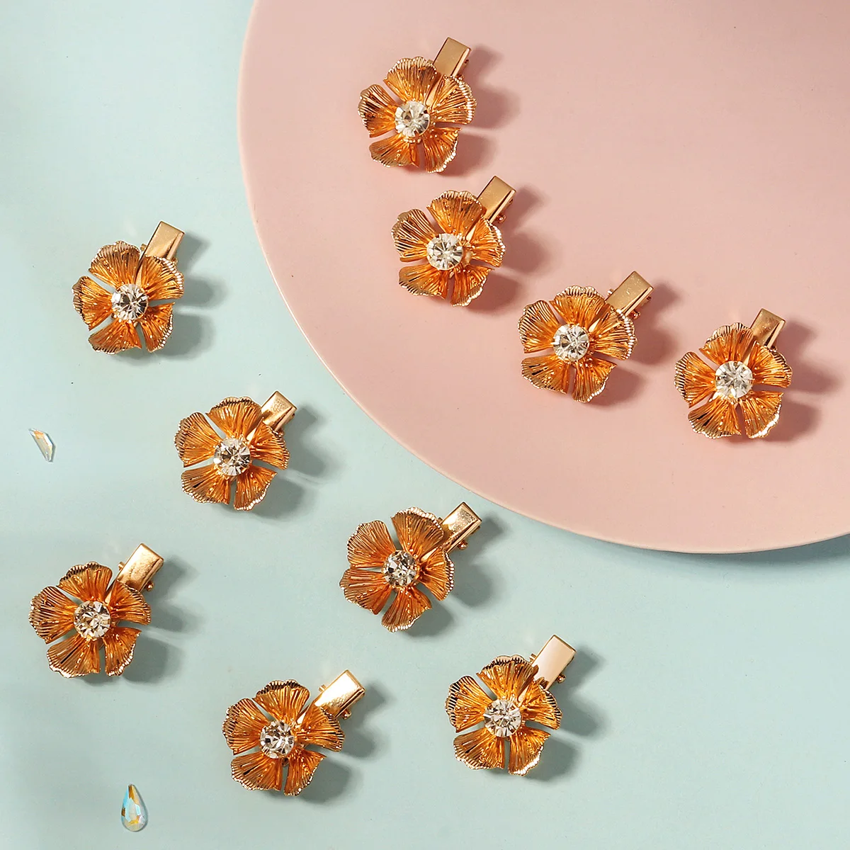 10Pcs Alloy Flower Hair Clips For Women Barrette Hawaiian Wedding Party Bag Hat Accessories Hairpins Girls Side Bangs Clips