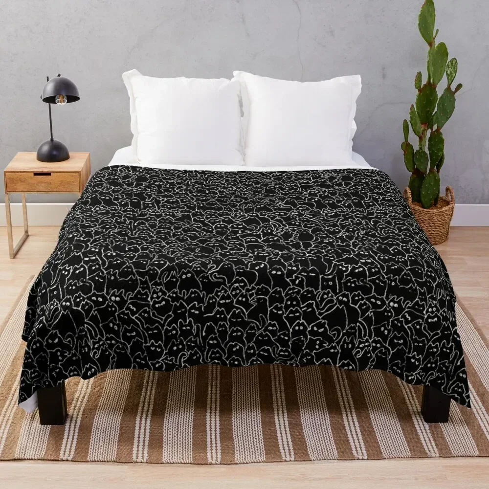 

Fat black cats pattern Throw Blanket Warm Comfortable Blanket for Office Napping