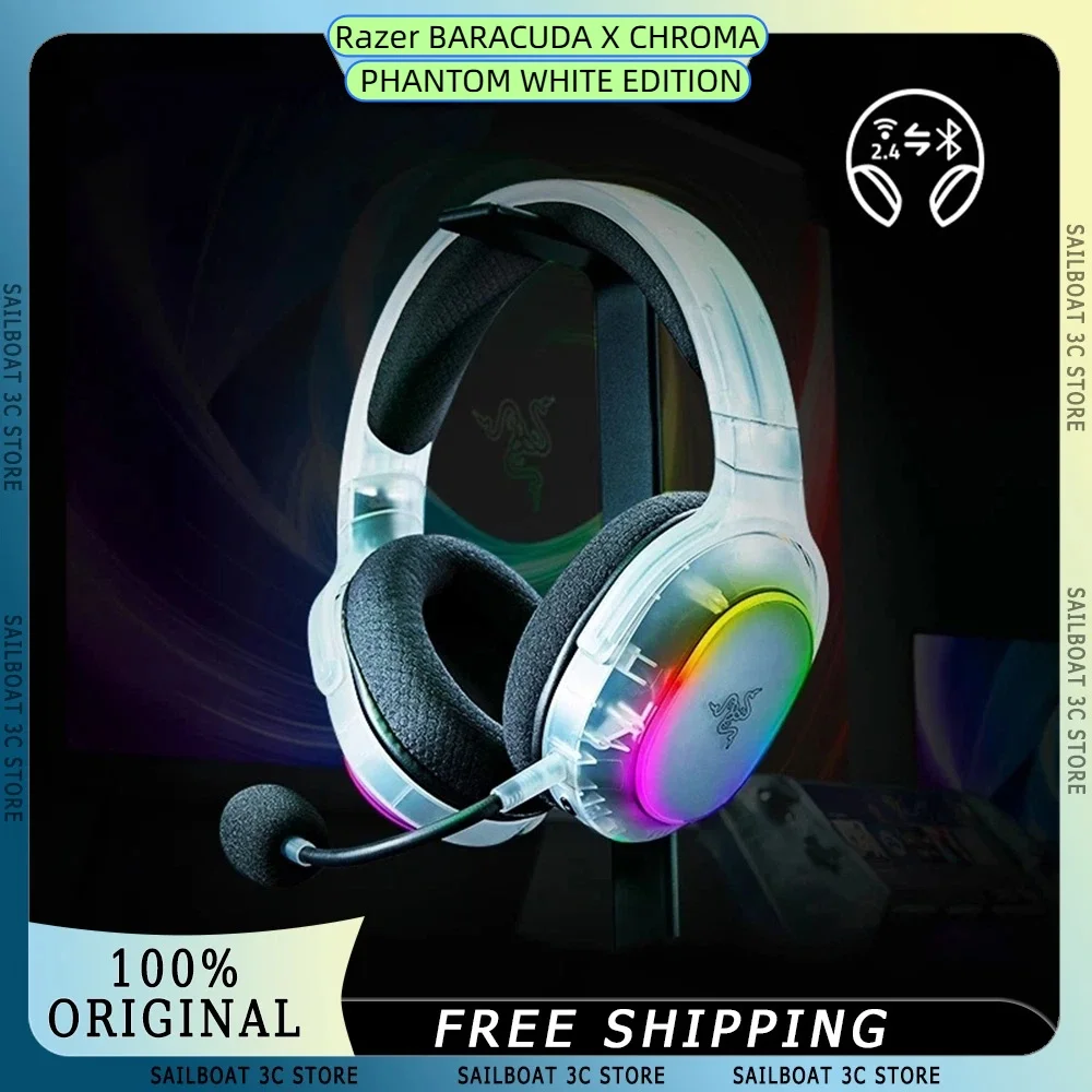 Razer BARACUDA X CHROMA PHANTOM WHITE EDITION Auriculares inalámbricos 40 mm Bluetooth5.3 Auriculares con cancelación de ruido para juegos Música