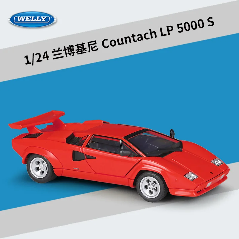 Welly 1:24 Lamborghini Countach LP5000s 합금 스포츠카 모델 다이캐스트 금속 자동차 차량 모델 어린이 장난감 선물 H25L26