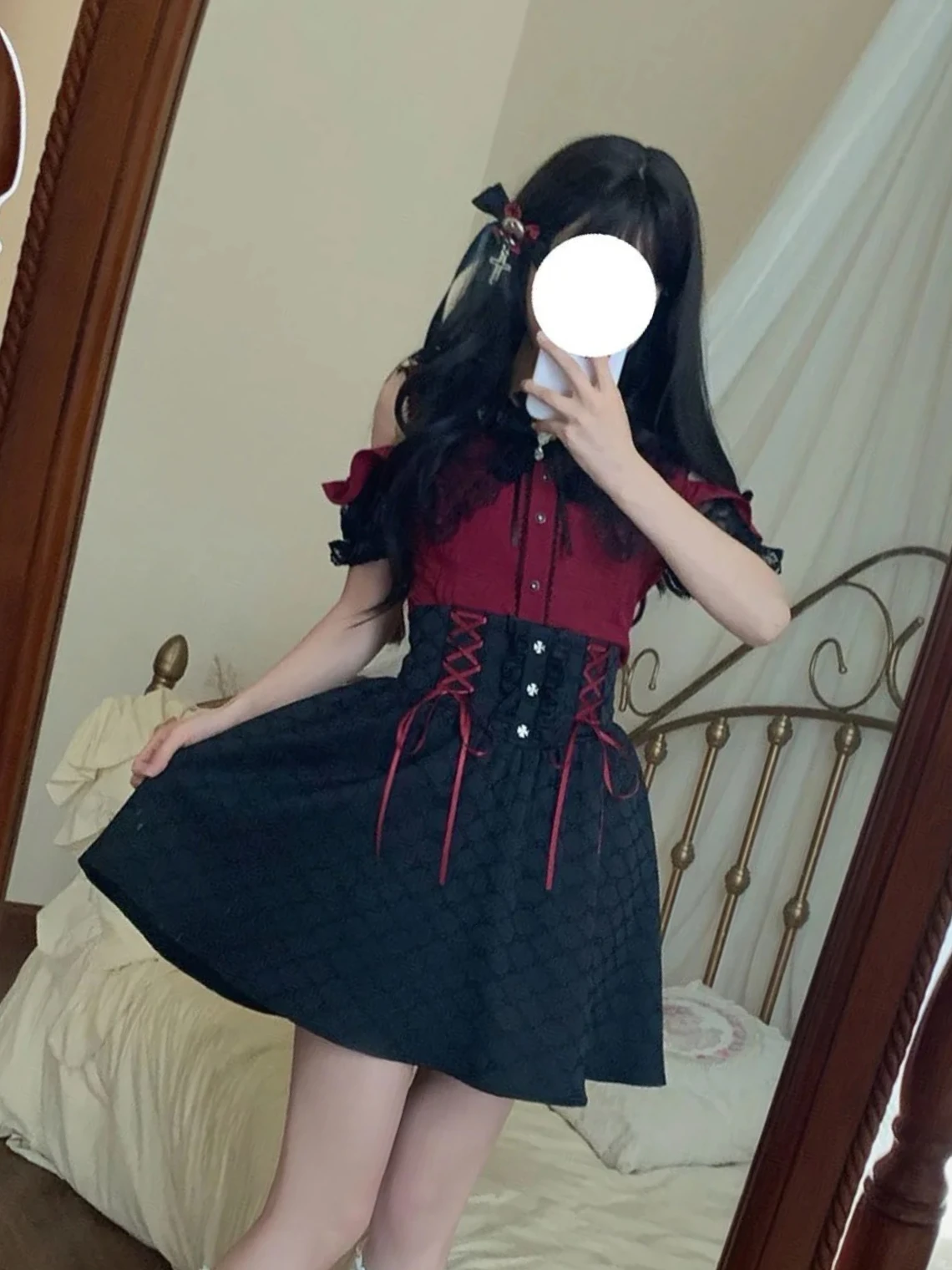 

Original Design Subculture Japanese Off-Shoulder Short Sleeve Shirt Skirt Lolita Two-Piece Set Women Summer Sweet Cute Outfits