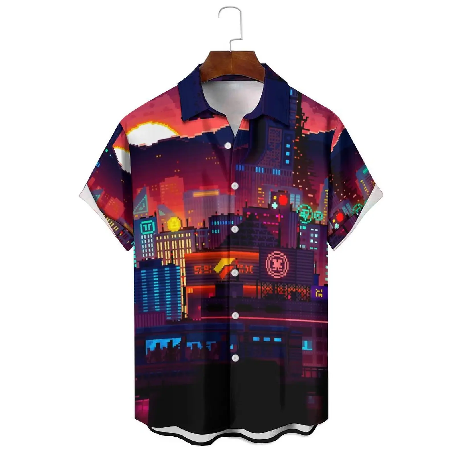 

Men's/Women's Summer Loose Casual Cartoon Night Carnival Illustration Printed Dark Fashion Daily Can Wear Short-Sleeved Shirt