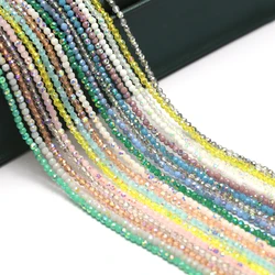 2mm Round Faceted Glass Beads Natural Stone Color Plated Spinel Loose Beads for Jewelry Making DIY Necklace Bracelet Accessories