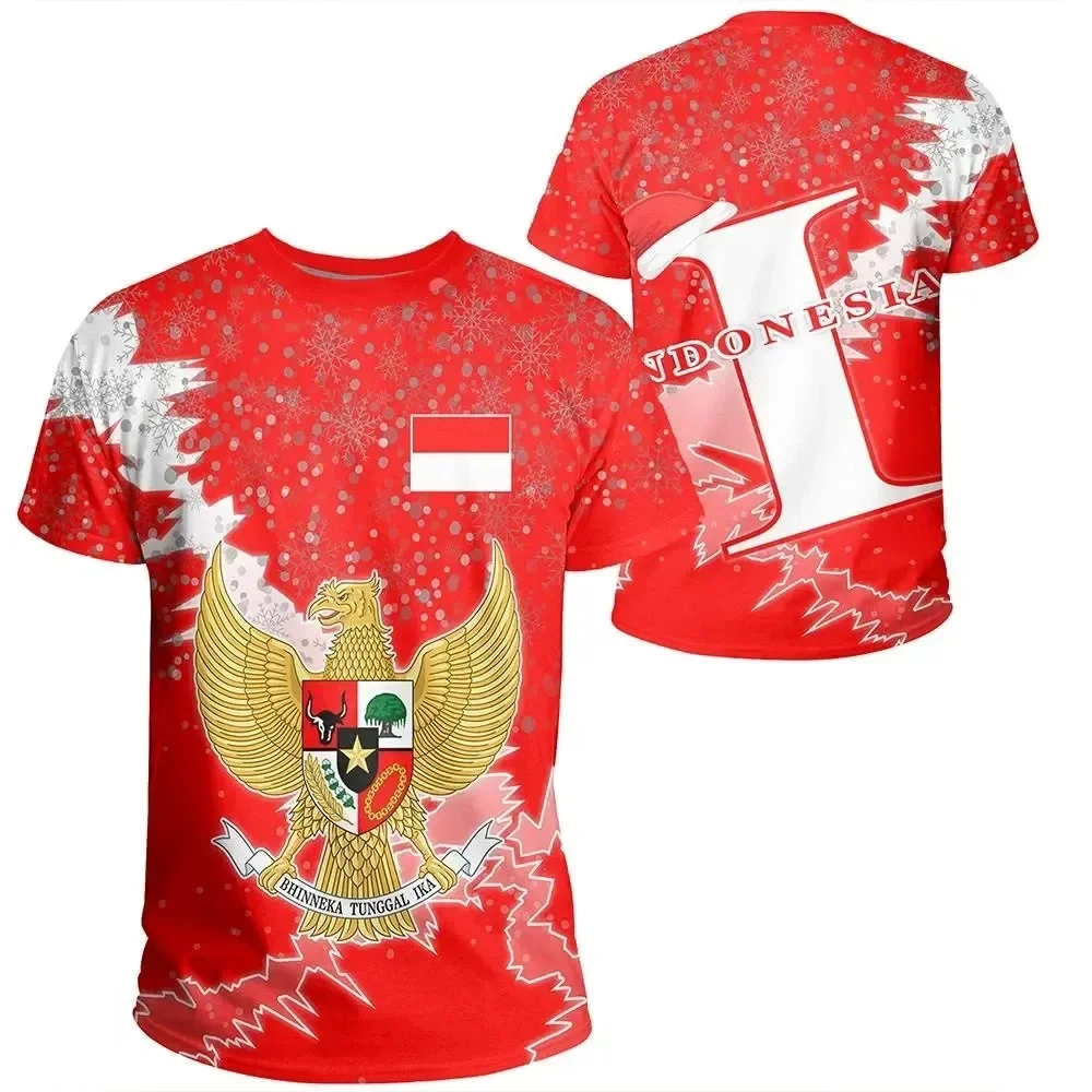 Flaga indonezyjska 3D heraldyczny T-shirt z nadrukiem dla mężczyzn letnia moda sportowa na co dzień chłopcy ponadgabarytowe uliczne topy z krótkim rękawem