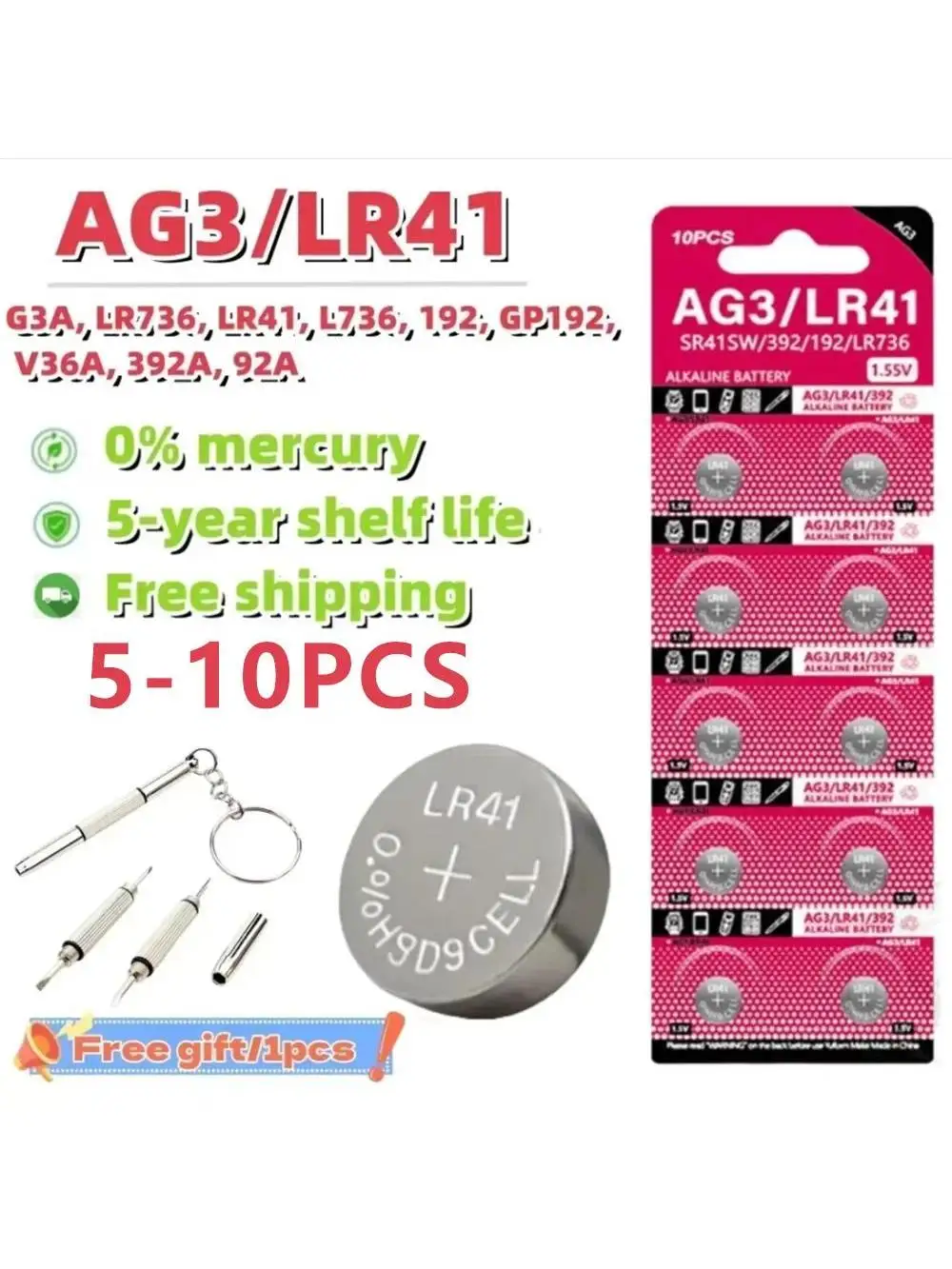 5-10PCS 1.55V AG3 LR41 Knop Batterijen SR41 392 192 Ronde Cell Coin Alkaline Batterij L736 384 SR41SW Voor Horloge Speelgoed Klok - afbeelding 2