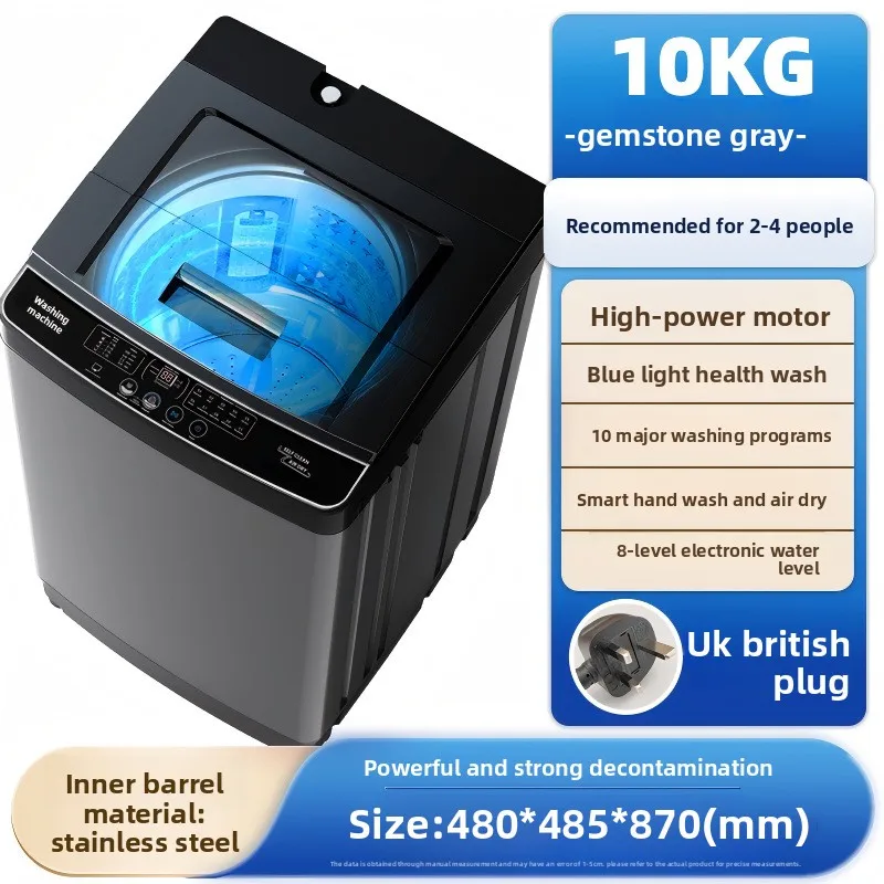 Top Load Washing Machine Automatic Inverter Stainless Steel Tub Smart Control Electric Washer High Capacity