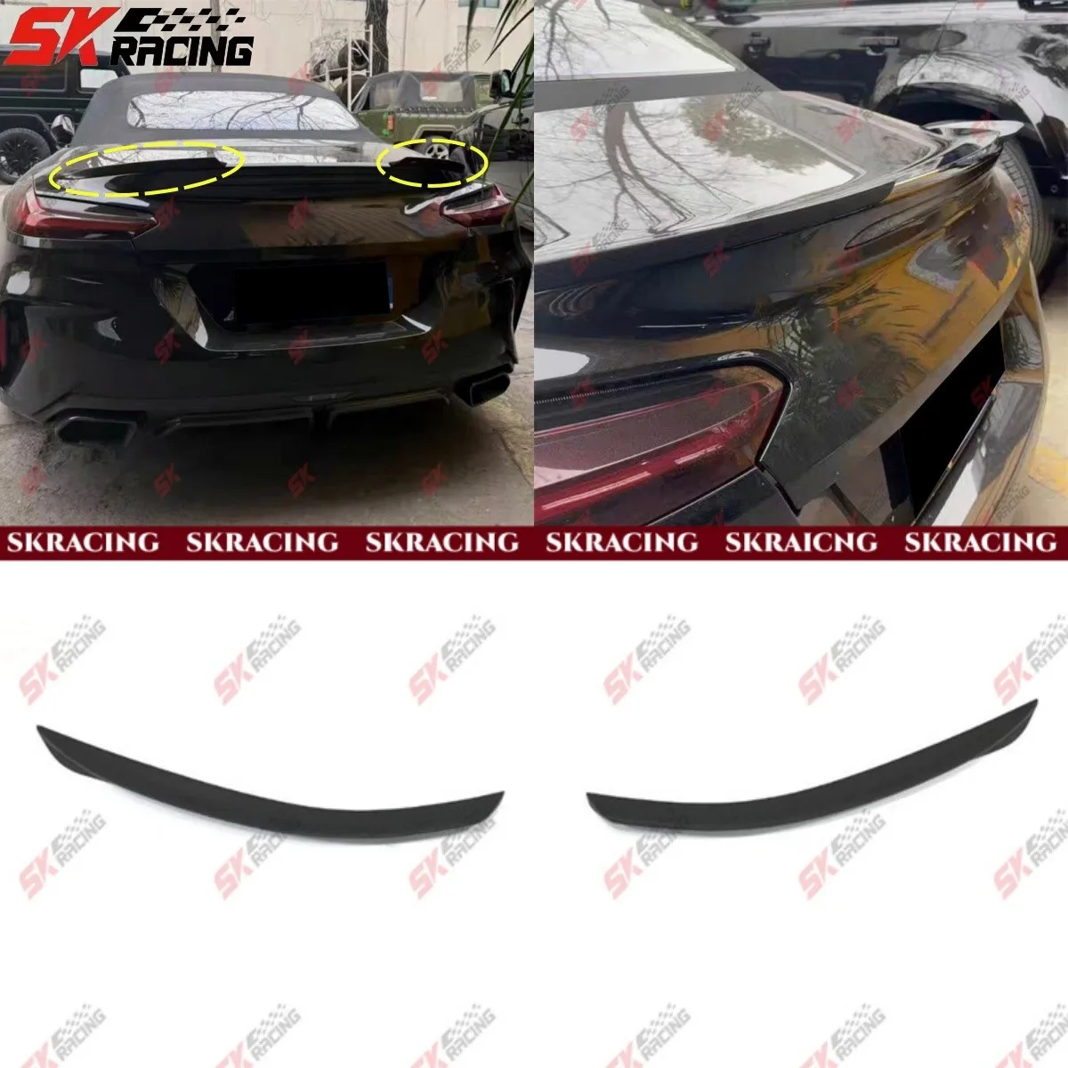 

2PCS Forged/Carbon Fiber/Glossy Black Rear Spoiler Wing Fits BMW Z4 G29 2019-25