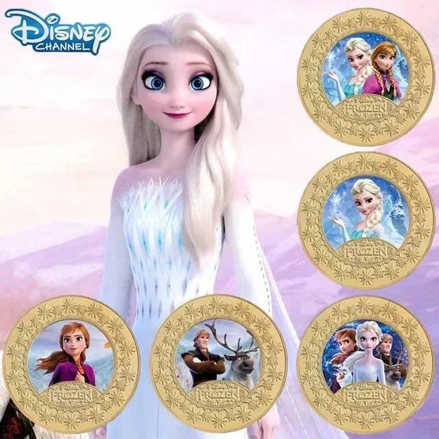 

Disney Commemorative Coins Anime Cartoon Frozen Anna Elsa Lucky Collection Coins Children's Toy Gifts Home Decoration Crafts New