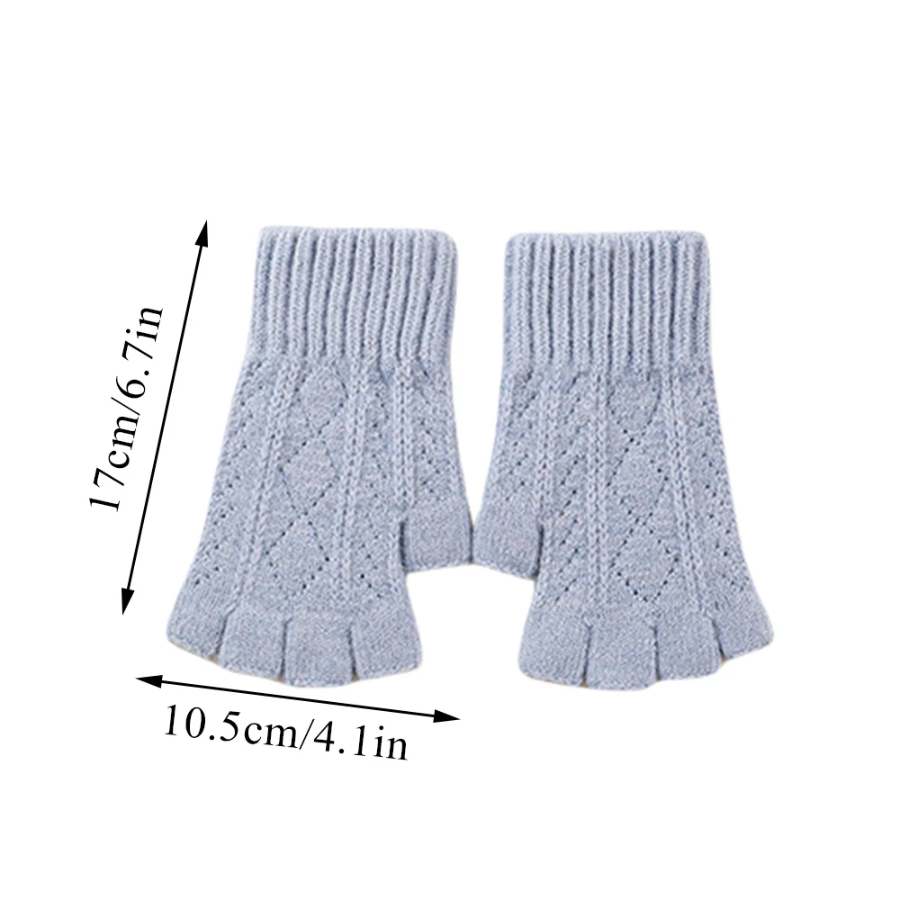 Winter Half Finger Gloves For Women Men Knitted Warm Woolen Fingerless Gloves Cashmere Workout Gloves Unisex Cycling Mittens