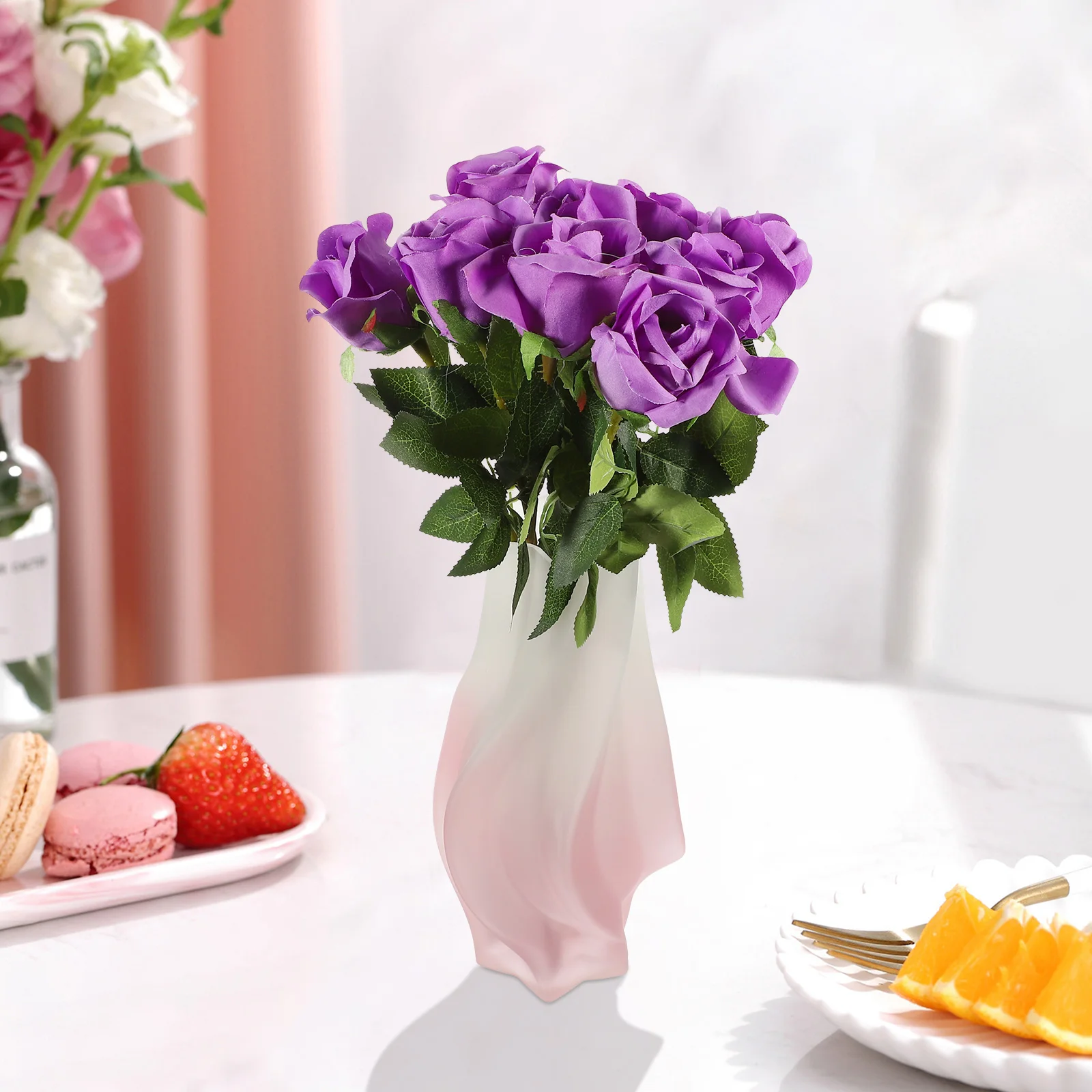 

10Pcs Fake Rose Flower Arrangement Premium Faux Roses Stems for DIY Wedding Decor Party Floral Ornament Home Garden