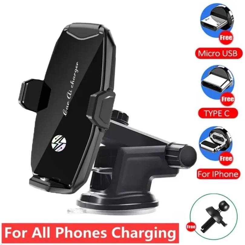 Infrared Sensor Car Phone Holder Wireless Charger Mount Auto Clamp Fast Charging Stand for iPhone Samsung Xiaomi