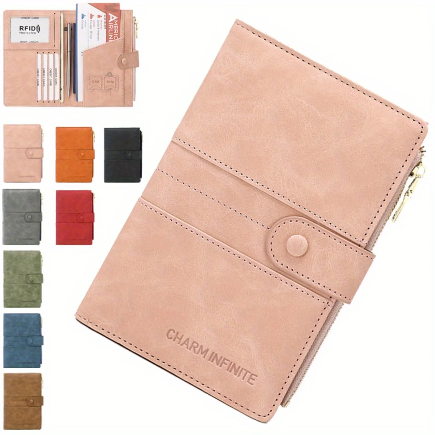 

Travel Document Bag Passport Clip Zipper Buckle Multi-functional Organized Holder