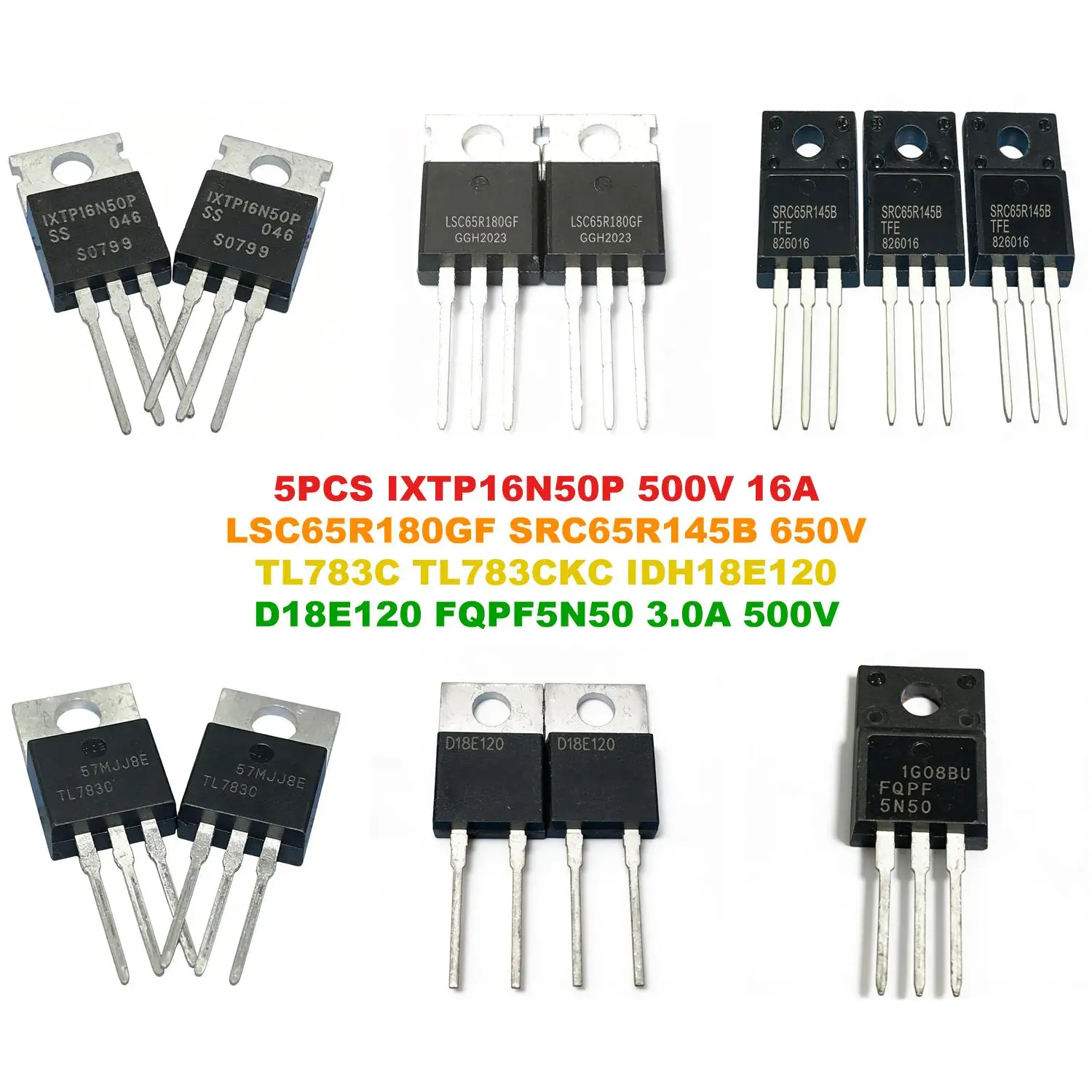 IXTP16N50P 500V 16A LSC65R180GF SRC65R145B 650V TL783C TL783CKC IDH18E120 D18E120 FQPF5N50 3.0A 500V