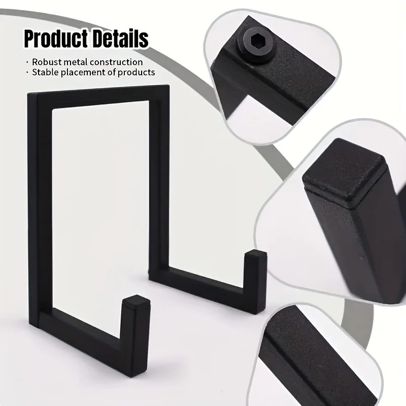 Black Metal U-Shaped Display Stand Adjustable Plate Artwork Holder Decorative Photo Frame Vinyl Record Medal Display Easel