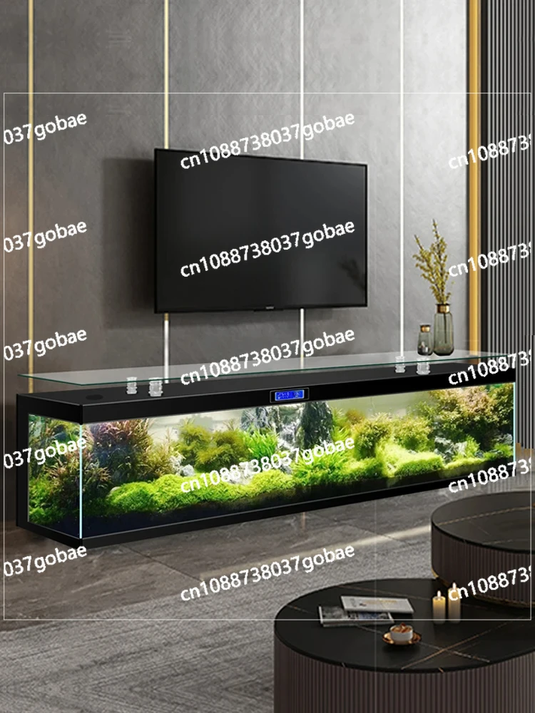 ZF TV cabinet ultra-white glass square aquarium large floor-to-ceiling living room home landscaping