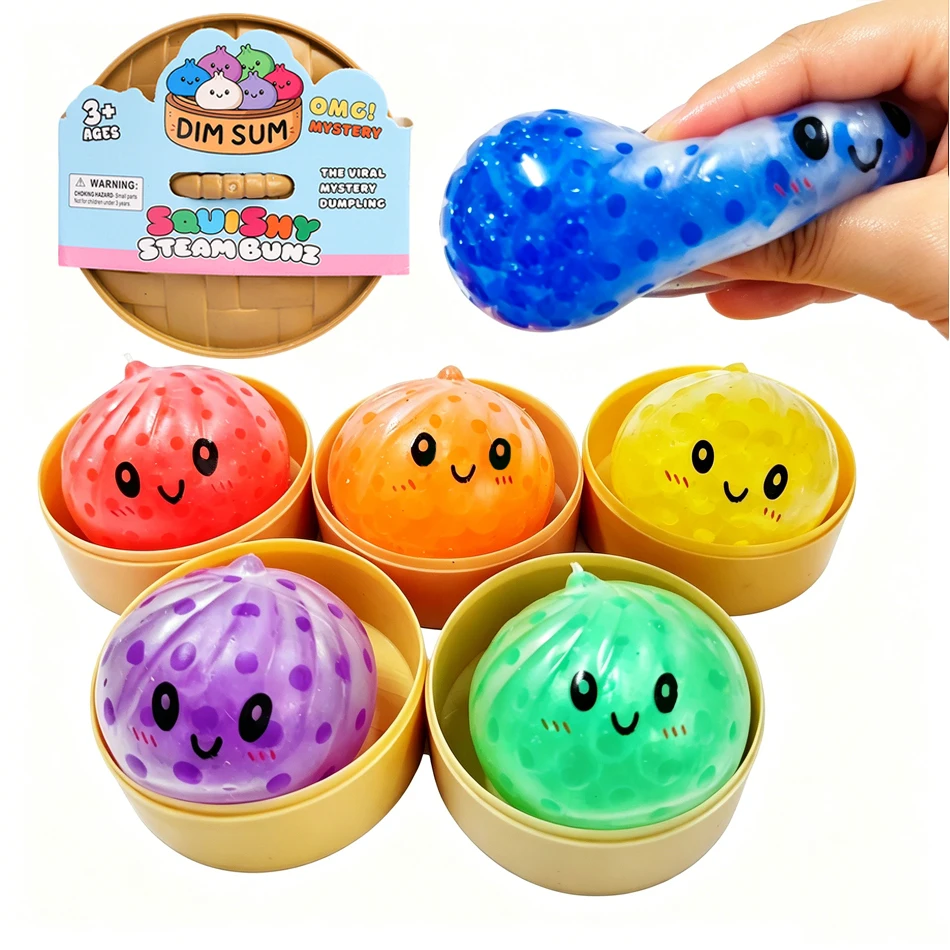 In Stock Glitter Dumpling Blind Box Sensory Squeeze Toy, Stress Relief Fidget Ornament for Desktop Home Decoration