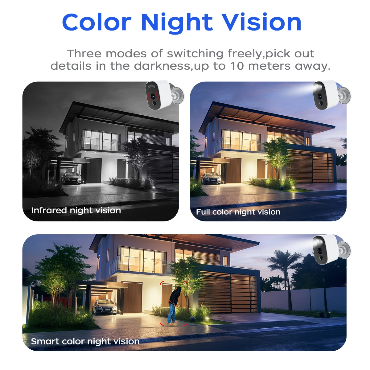 JOOAN 5MP WiFi Camera Outdoor Surveillance Camera PIR Motion Detect CCTV Security Camera Color Night Audio Video Battery Camera