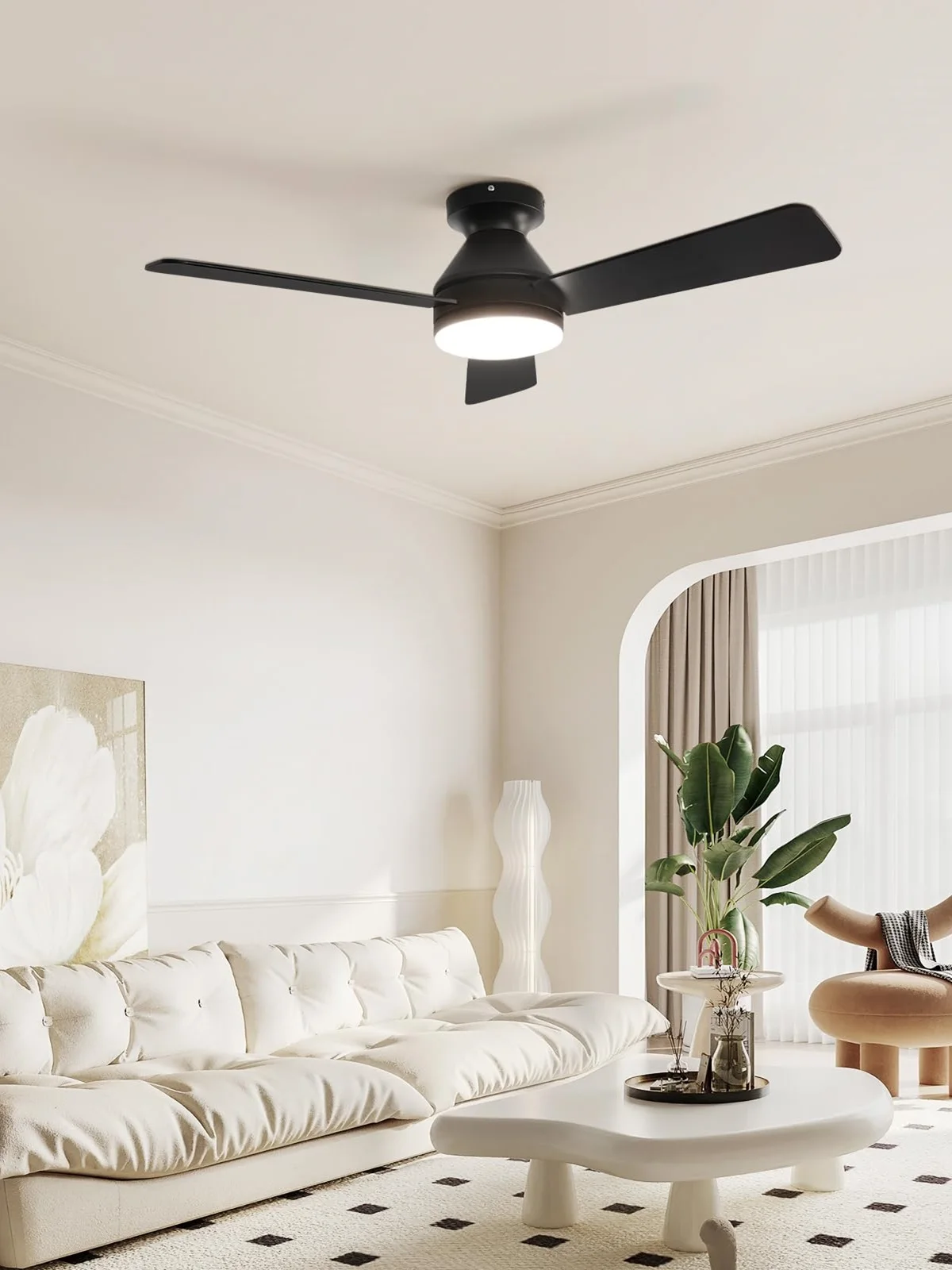 Nieuwe stijl plafondventilatoren met verlichting en afstandsbediening, moderne LED ventilatorlamp voor de woonkamer, stille DC-motor, dubbele afwerking bladen, elektrische ventilatoren - afbeelding 2