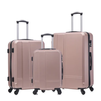 Ensemble de bagages à roulettes en ABS durable et léger, coque rigide rotative, 3 pièces (20/24/28)