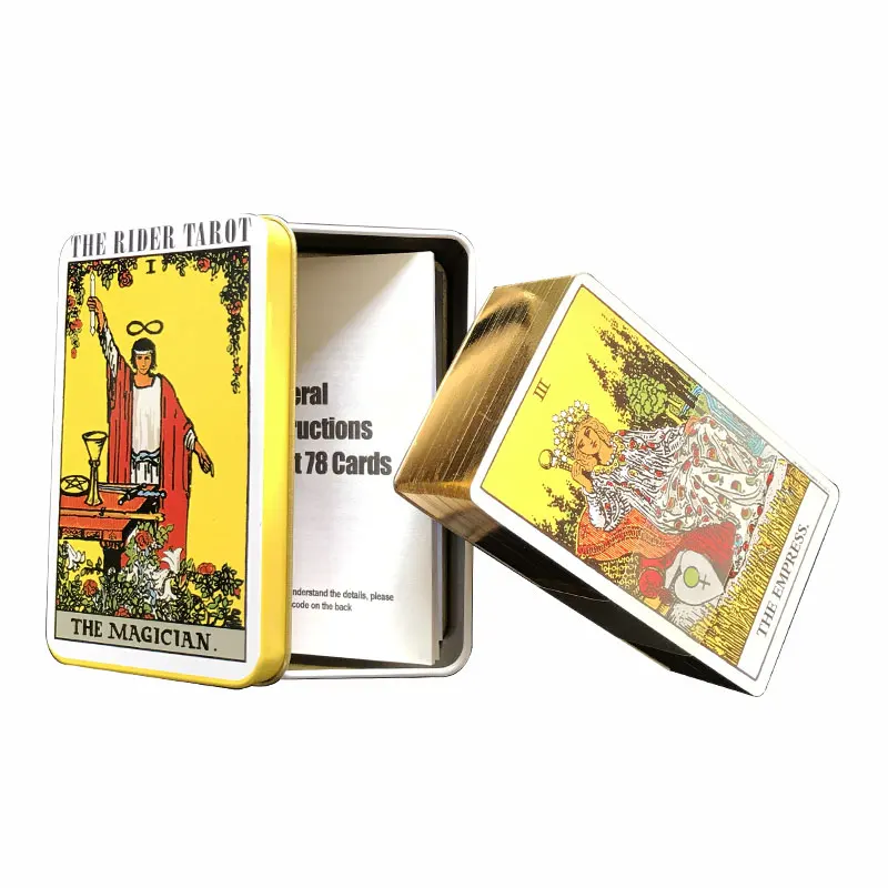 

New Tarot Fate Divination Family Party Playing Card Game Tarot And Tin Box Gilded Edge Tarot Options Paper Guide