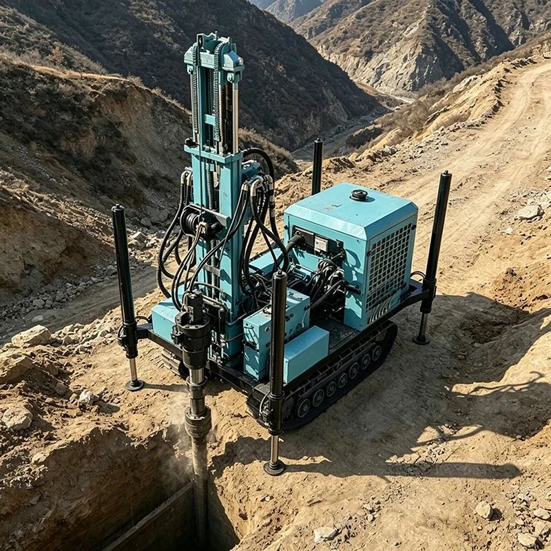 Crawler Mounted Pneumatic Water Well Rig 500m Heavy Duty DTH Boring Machine For Deep Underground Water Source Protection