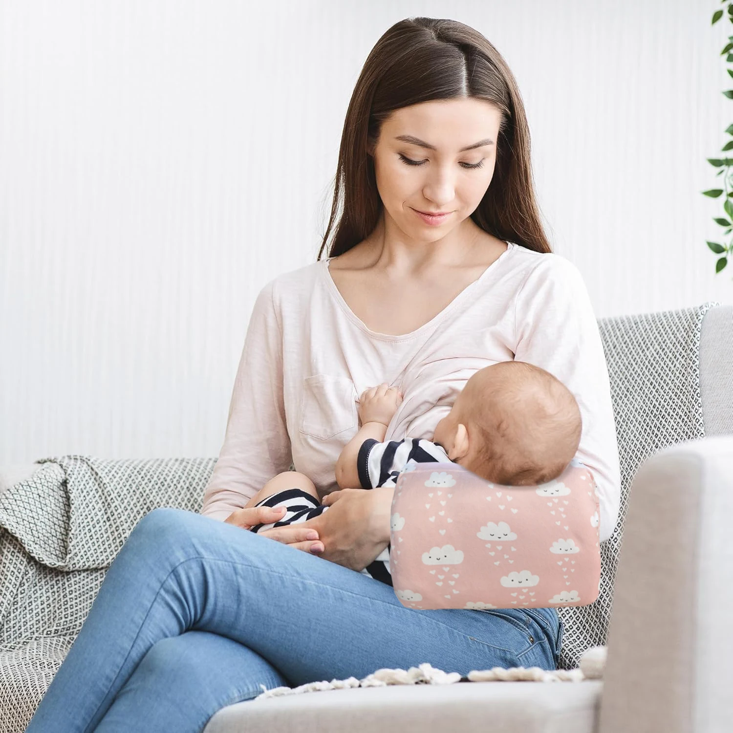 Oreiller de bras d'alimentation pour bébé, oreillers de bras d'allaitement pour biberon souple pour nouveau-né, oreillers d'allaitement pour plus de soutien pour maman et bébé, 1 pièce