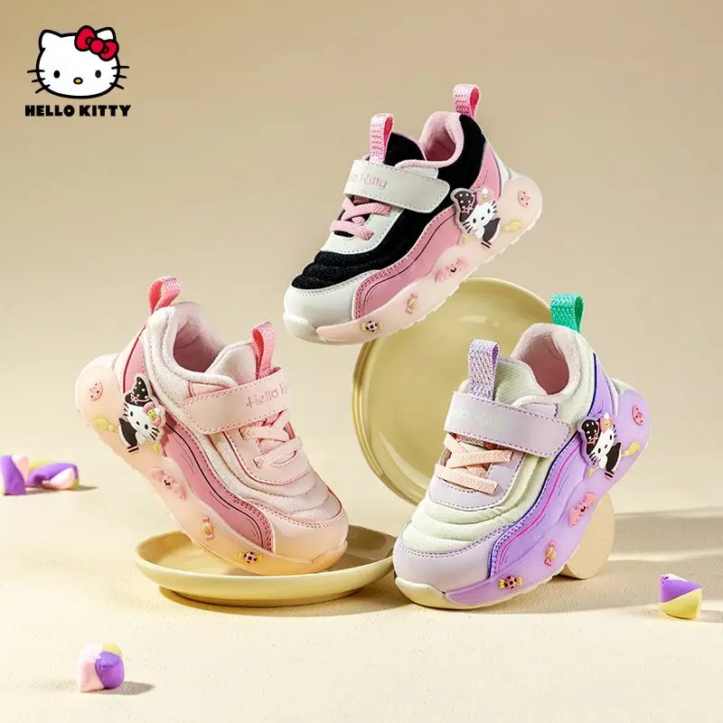 

Sanrio Hello Kitty Kids Outdoor Sports Shoes Anime Children Ermian Casual Shoes Plus Velvet Winter Keep Warm Kawaii Cute Cartoon