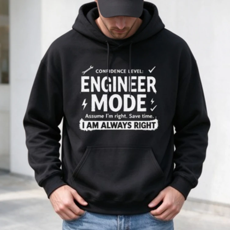 Engineer Mode Hoodie Funny Engineering Confidence Graphic Pullover I Am Always Right Casual Streetwear Top Gift Hoodies