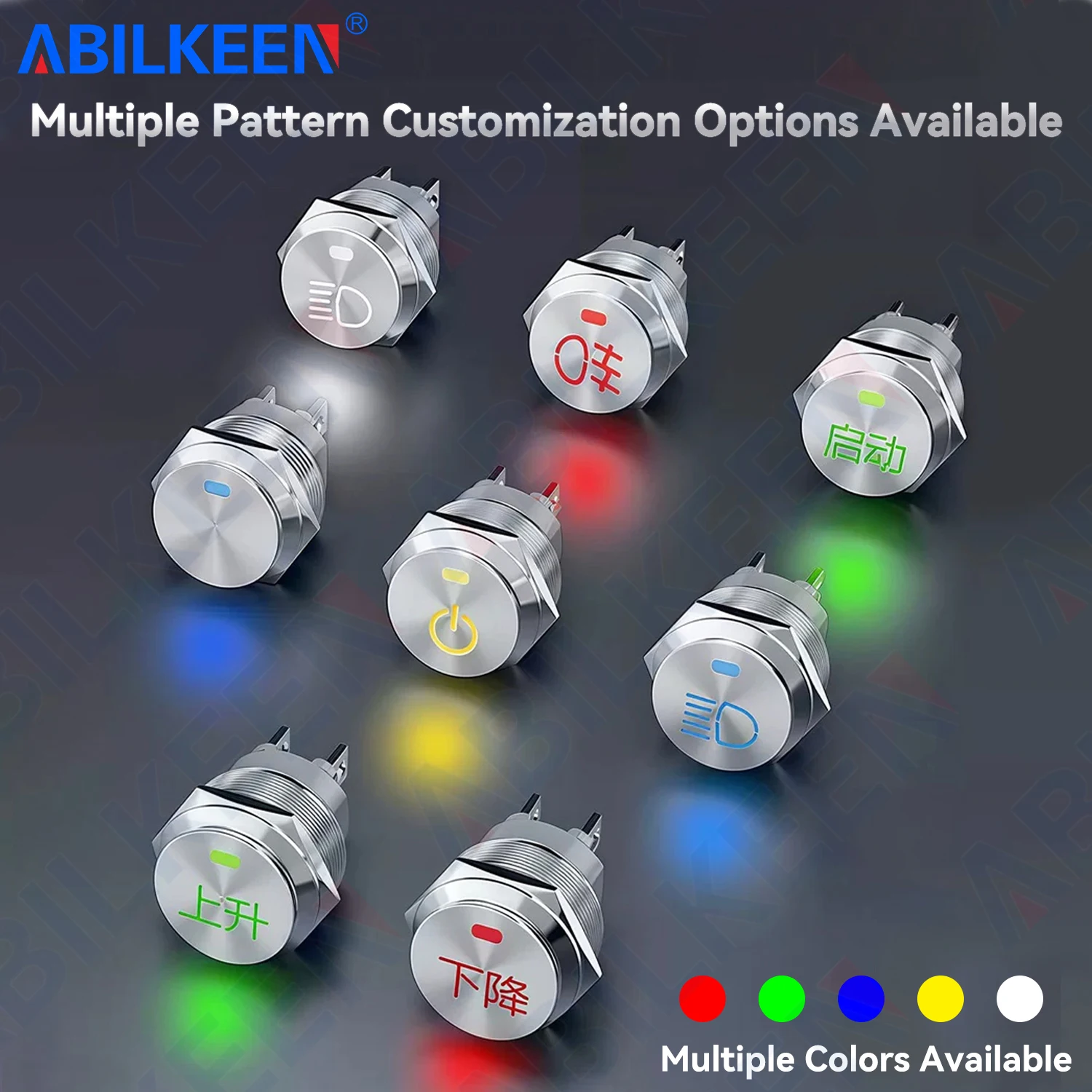 ABILKEEN 20MM Embedded Type Metal Rocker Switch ON-OFF/ON-OFF-ON 2/3 Position Rocker Toggle Switch 2NO/2NO2NC with LED Light