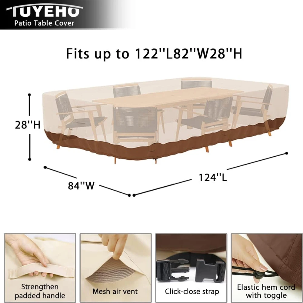 420D الثقيلة أكسفورد النسيج مجموعة أثاث الفناء غطاء مقاوم للماء وغطاء مقاوم للطقس للأثاث في الهواء الطلق #5