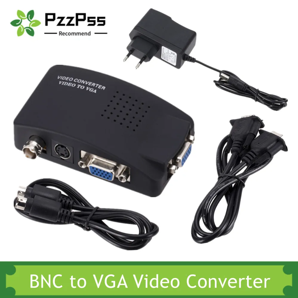 PzzPss 1080P BNC VGA Composite s-video na konwerter VGA konwerter wideo VGA Adapter wyjściowy cyfrowy przełącznik Box dla kamery Mac TV