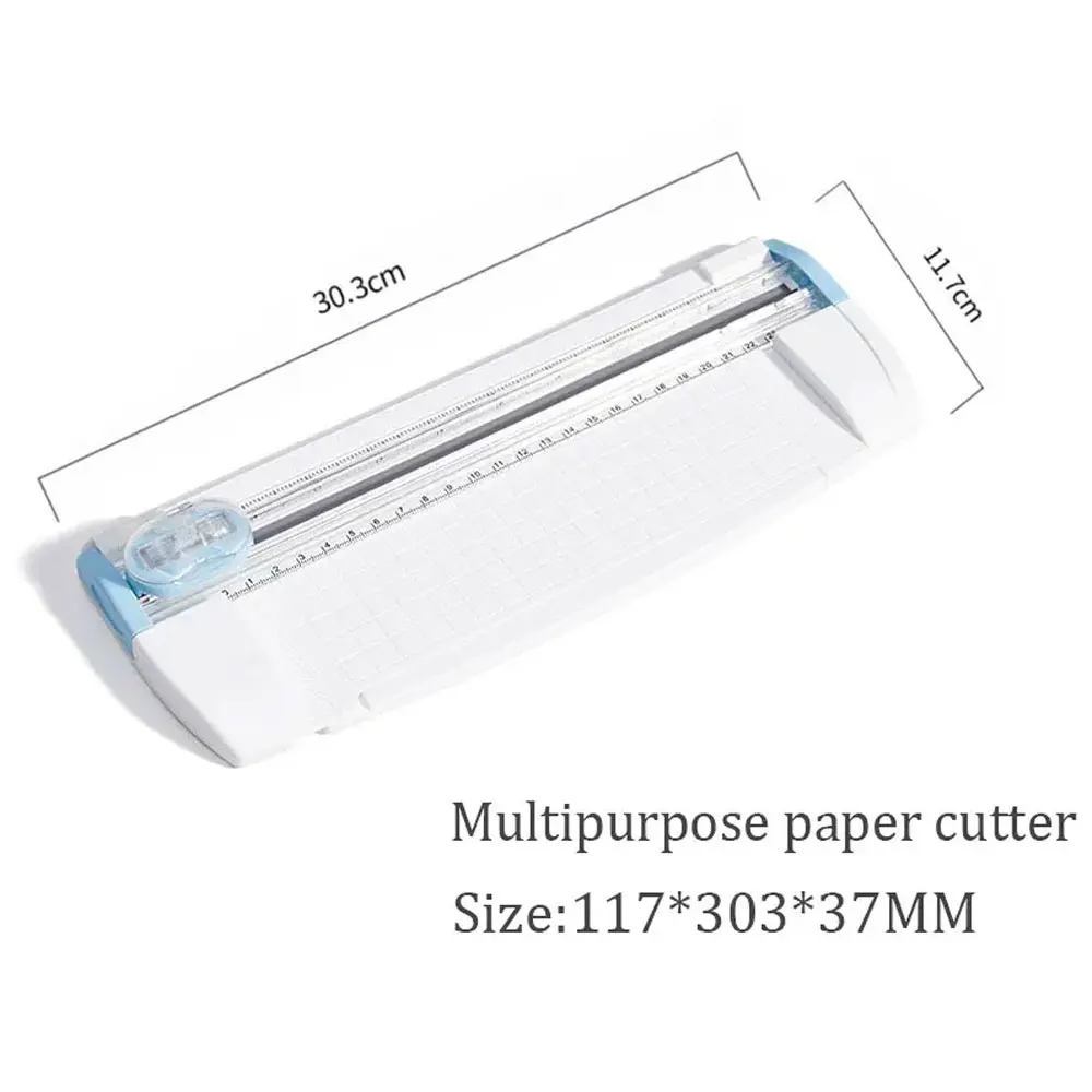Cortador de papel multifuncional com linha reta, linha pontilhada, cabeça de corte de linha dobrável A5 pequeno com régua mini corte de papel deslizante