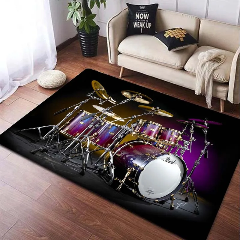 Drum Set Music Instruments Drum kit Area Rugs for Living Room Bedroom Decoration Rug Children Music Room Mats Anti-slip Carpets