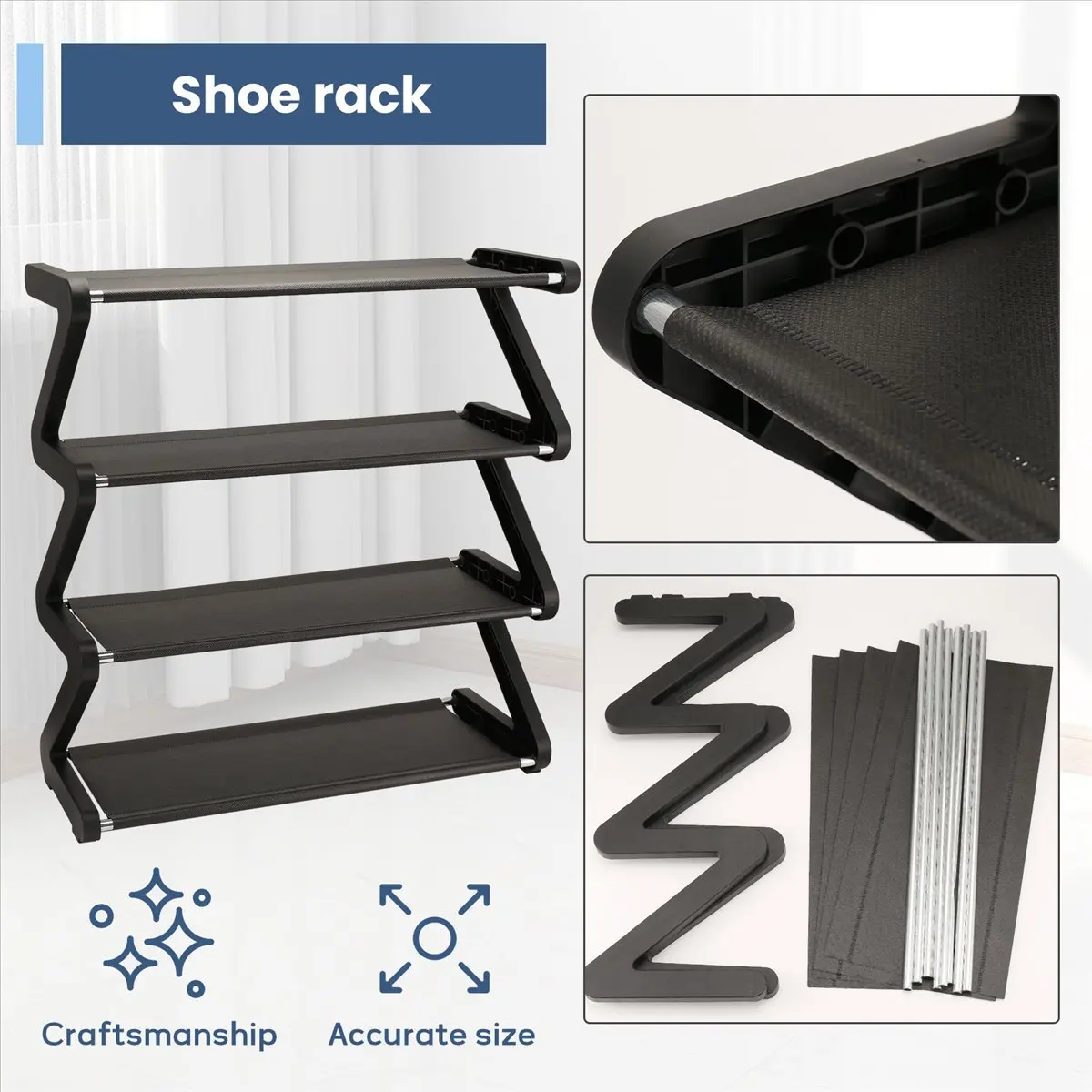 Y69A Simple Household Shoe Storage Artifact Z-Shaped Shoe Rack, Cute Shoe Rack Multi-Layer Assembly Shoe Rack A