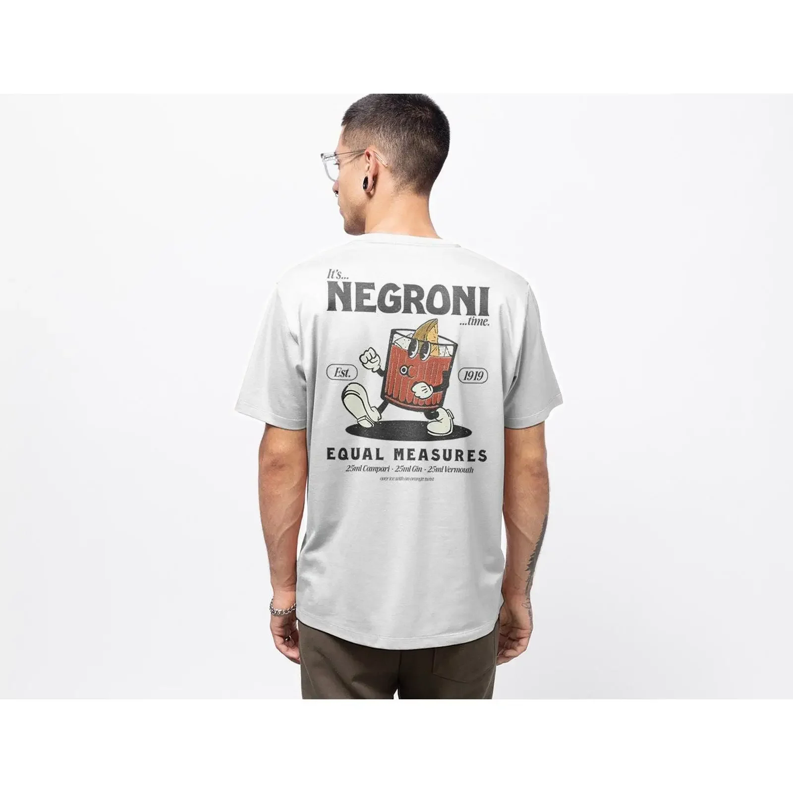It's Negroni Time Retro Cocktail T Shirt Casual for Bartenders Lovers vintage Washed homme Versatile Stretched Soft Unisex