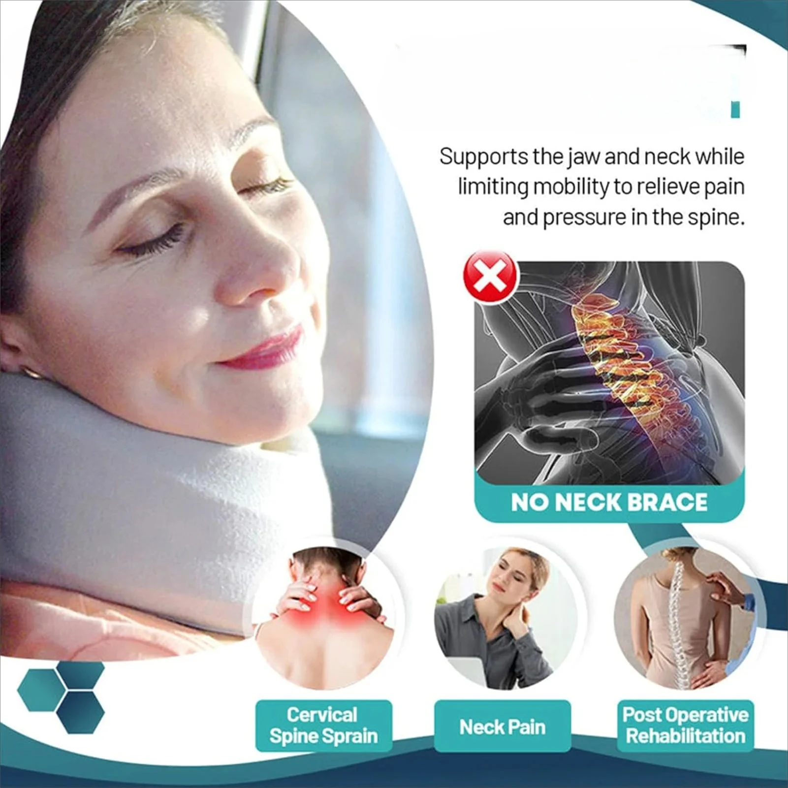 دعامة للرقبة من الإسفنج الناعم تدعم دعامات قابلة للتعديل مع غطاء بديل للسفر في المكتب والمدرسة المنزلية #6