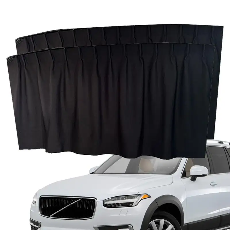 Window Sunshade Thickened Cotton Car Window Sunshade Cover UV Protection Sliding Curtain 2PCS Sunshade Sliding Rail Car Interior