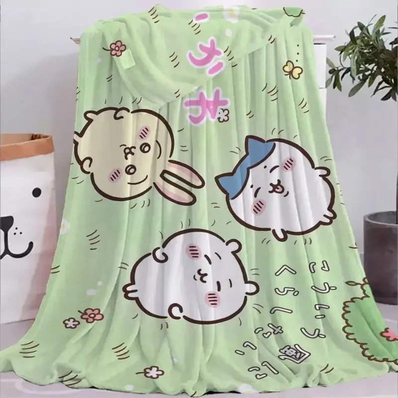 Kawaii Chiikawa Hachiware Usagi Momonga Blanket Soft Warm Flannel Air Conditioning Nap Throw For Women Anime Fans