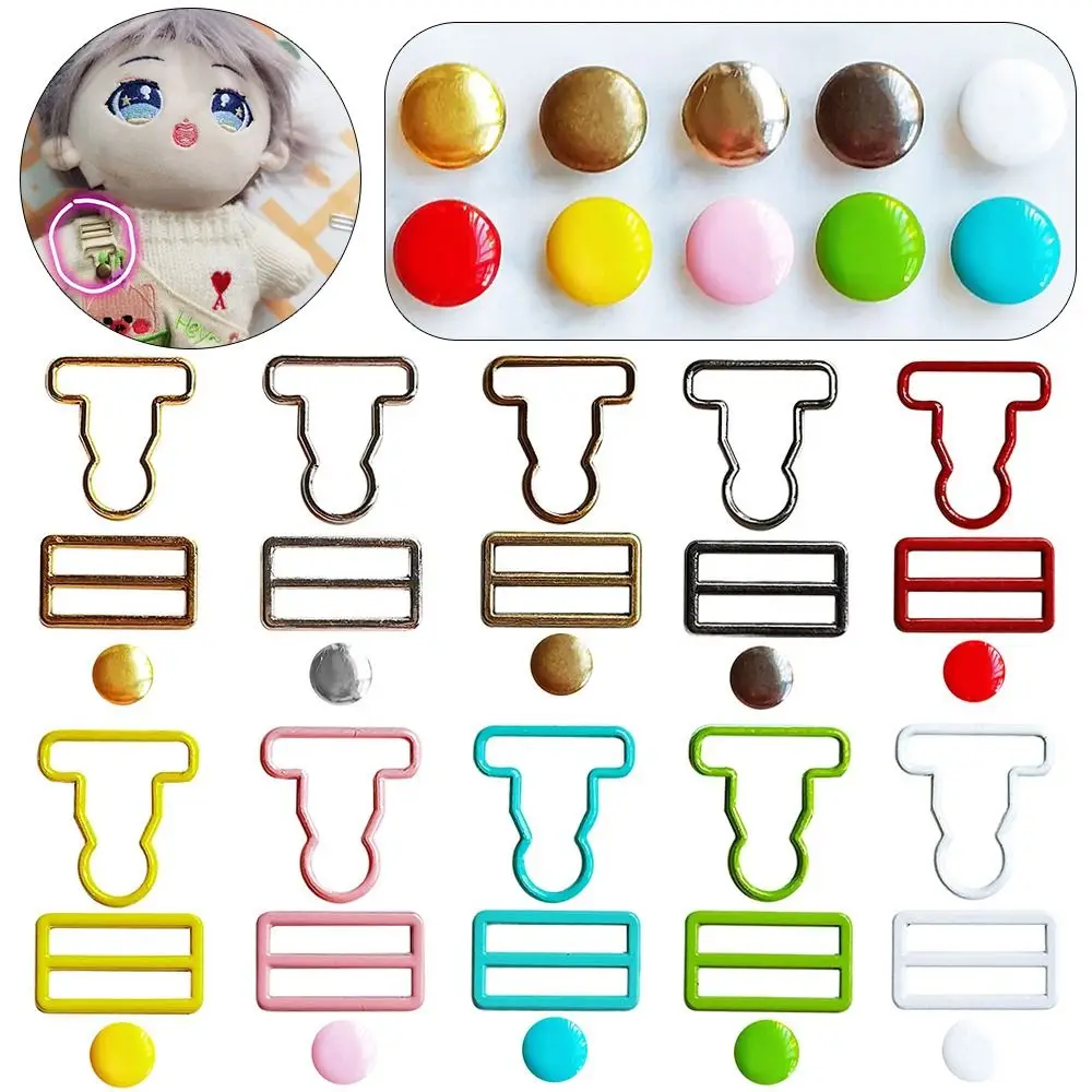 10sets Mini Doll Belt Buttons Doll Clothes DIY Metal Buckle Fit For 1/6 Dolls Girls 20cm Cotton Doll Rompers Buckles