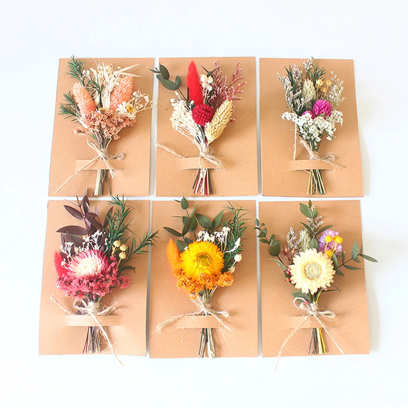 1pc Mini Natural Dry Flowers Bouquet Bridesmaid Boutonnieres Christmas Wedding Decor Valentine's Day DIY Floral Materials